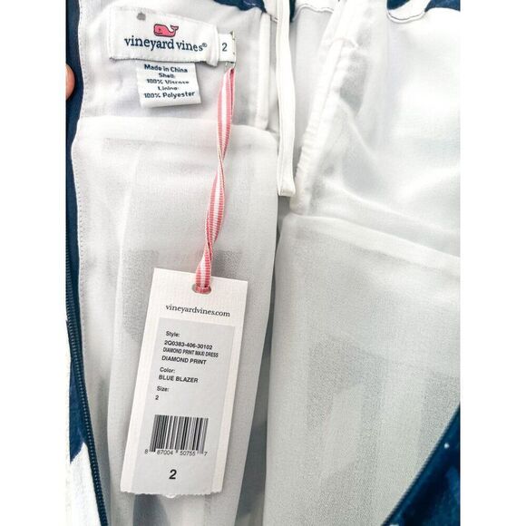 NWT! Vineyard Vines Strapless Navy and White Diamond Print Maxi Dress Size 2 - Picture 5 of 5